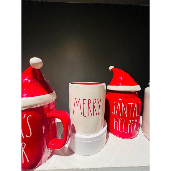 Rae Dunn Santas Helper Canister and Mug Set | Red Ceramic Holiday Decor - Picture 7 of 8